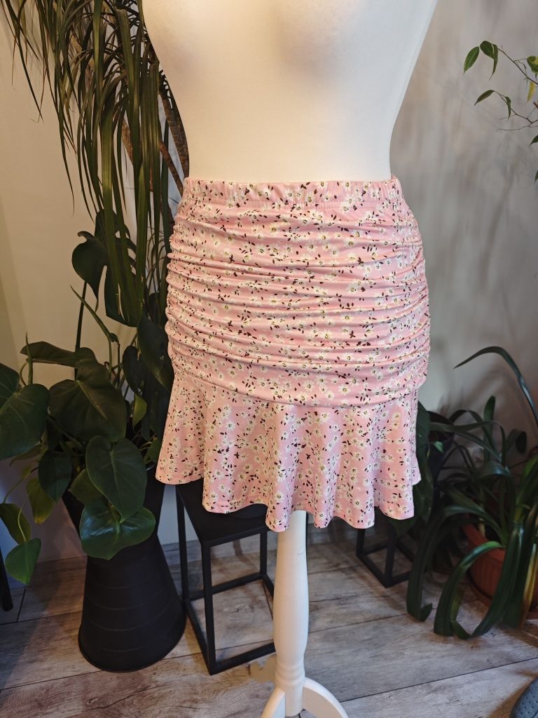 Spódnica różowa w kwiaty retro vintage lata 90