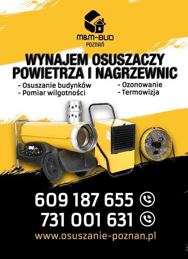 Osuszanie tynków posadzek Osuszacz Po zalaniu wynajem nagrzewnica