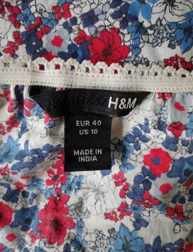 Sukienka H&M maxi z falbaną, rozmiar 40, w kwiaty