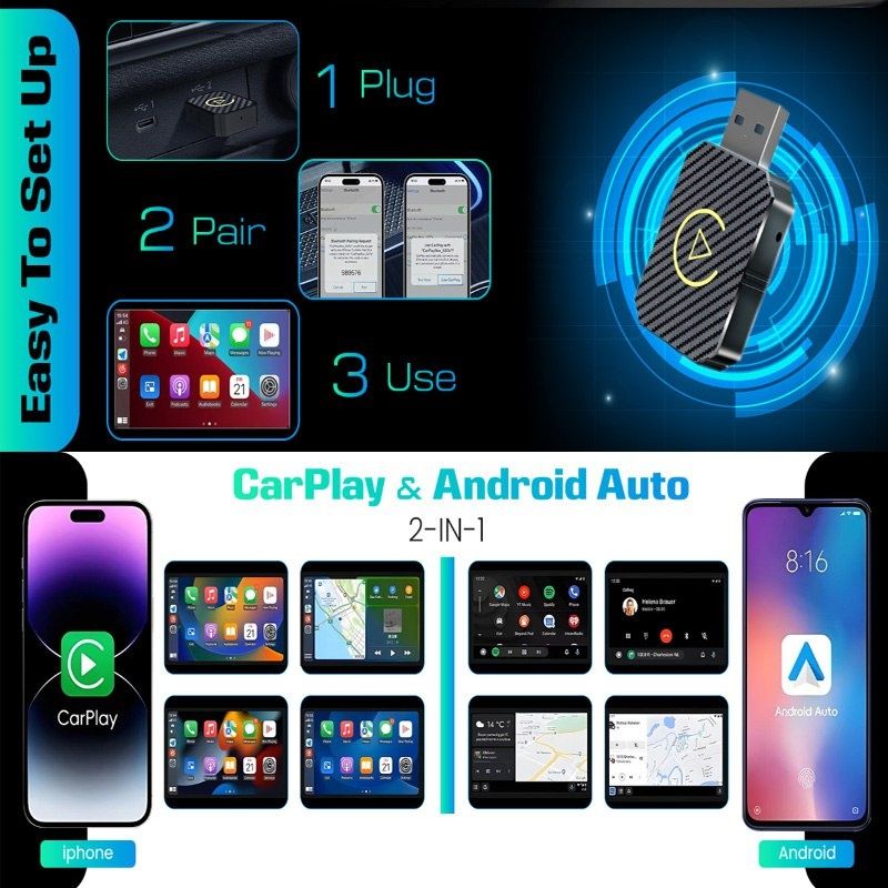 Адаптер бездротовий для автомобіля CarPlay  / Android Auto / Карплей