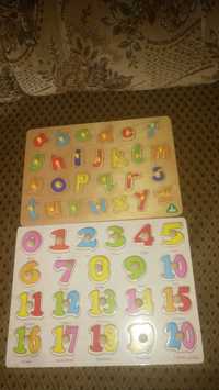 2 układanki dla dzieci alfabet i cyfry