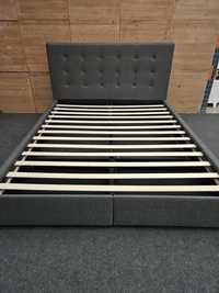 Tapicerowane ciemnoszare łóżko 160 x 200 z szufladami