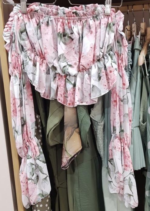 Crop Top estampado rosa e verde TU - Lindissimo (novo)