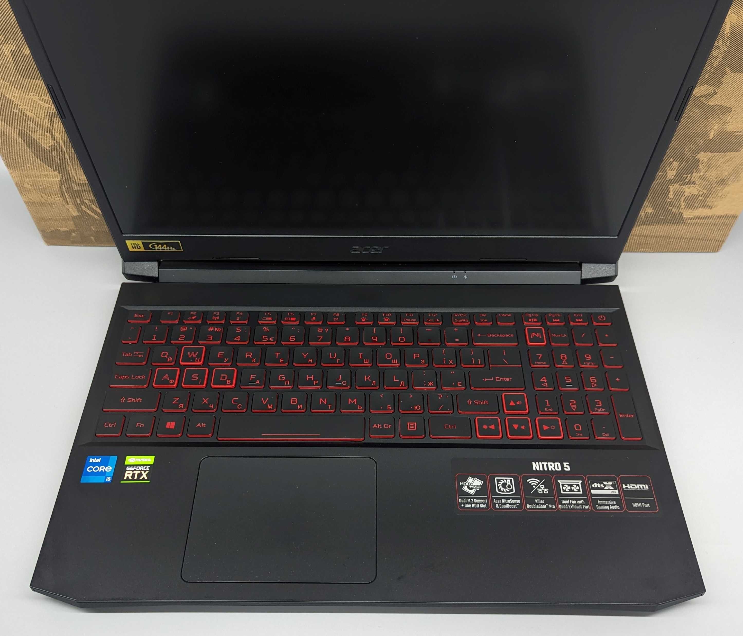 НОВИЙ Acer Nitro 5 15.6'' FHD IPS/Core i5/16 Gb/SSD 512GB/RTX3050 Ti