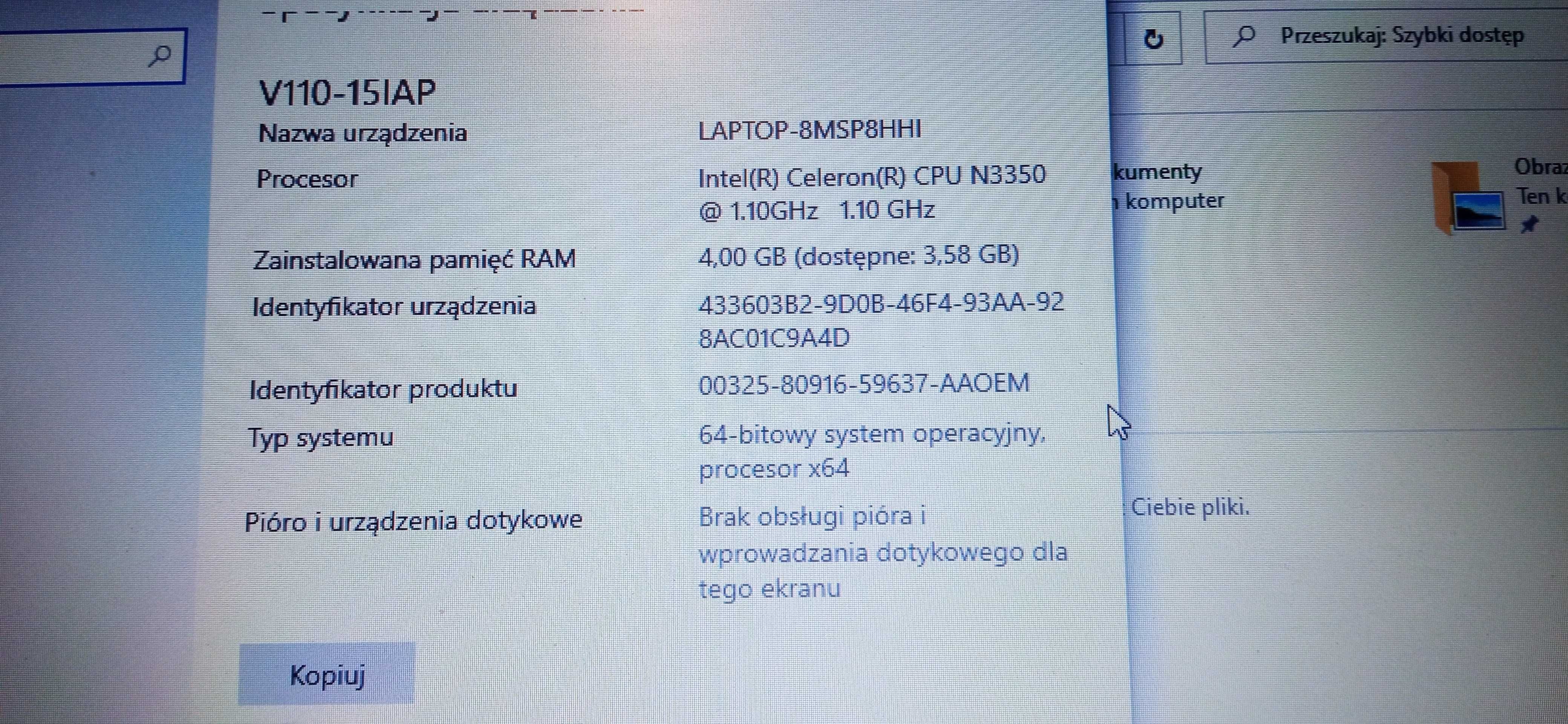 Laptop Lenovo Ideapad V110-15IAP