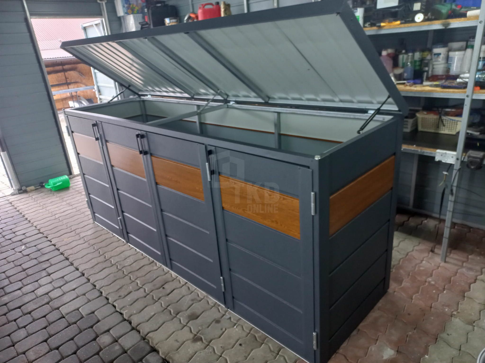 Zabudowa Koszy Na Śmieci Wiata Obudowa 275X80X120 Cm 4X240L  Tkd341
