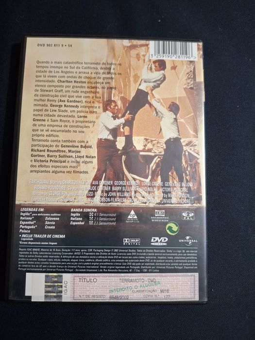 DVD Terramoto. Uma produção de Jennings Lang.