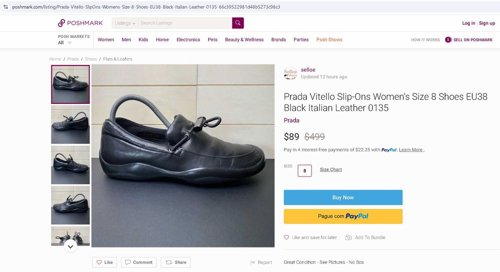OPORTUNIDADE - Sapato Tênis Náutico Original PRADA Vitello Slip-Ons