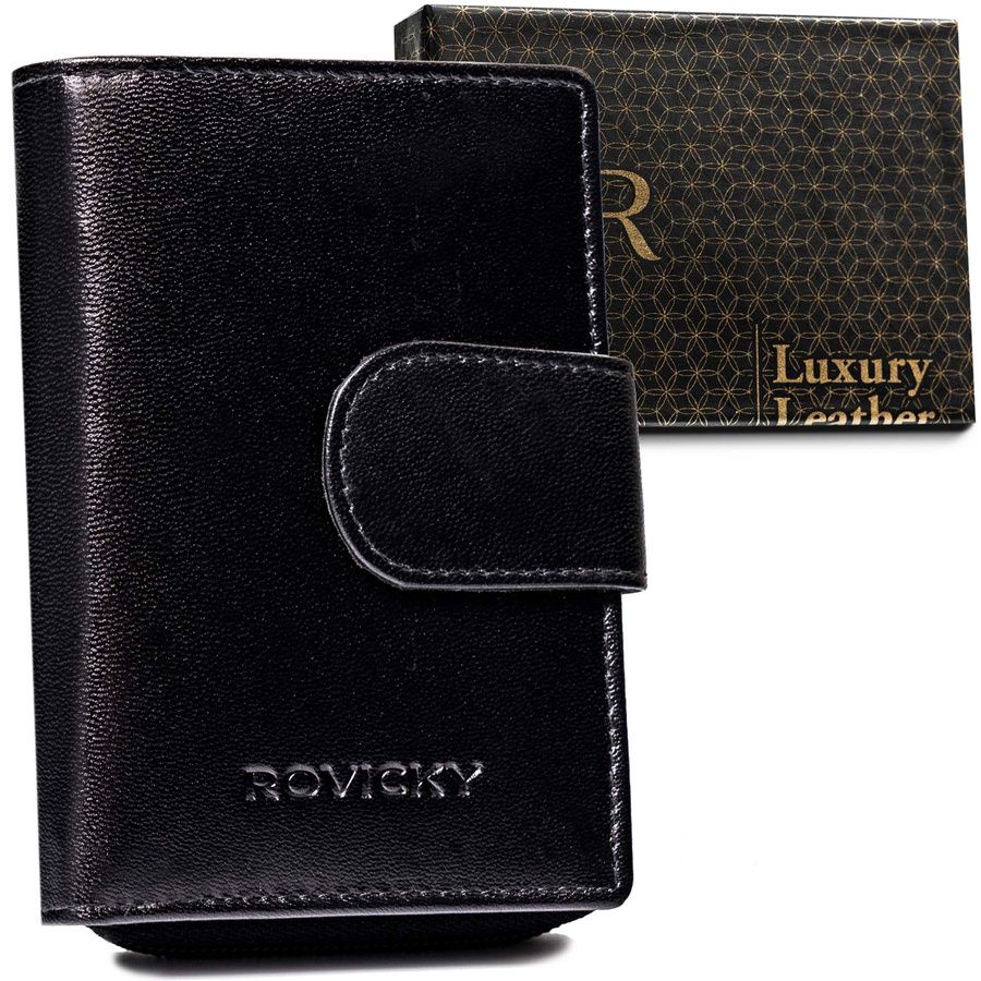 skórzany portfel damski z systemem rfid protect - rovicky