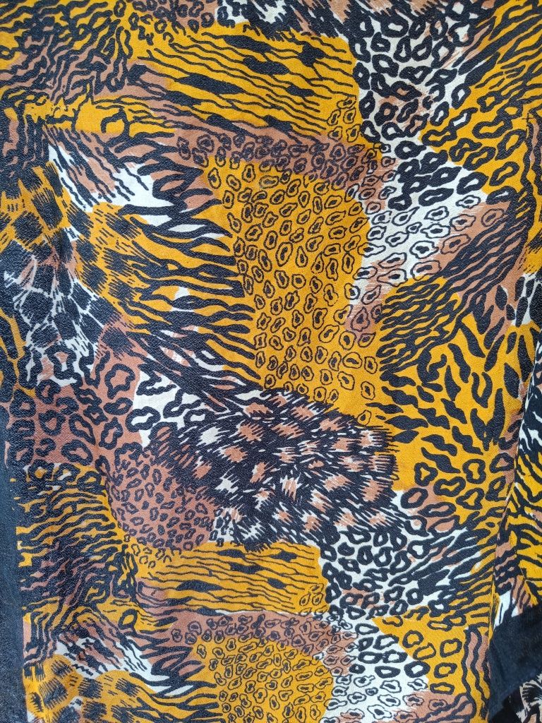 Jedwabna apaszka animal print cętki 100 silk boho retro vintage jedwab