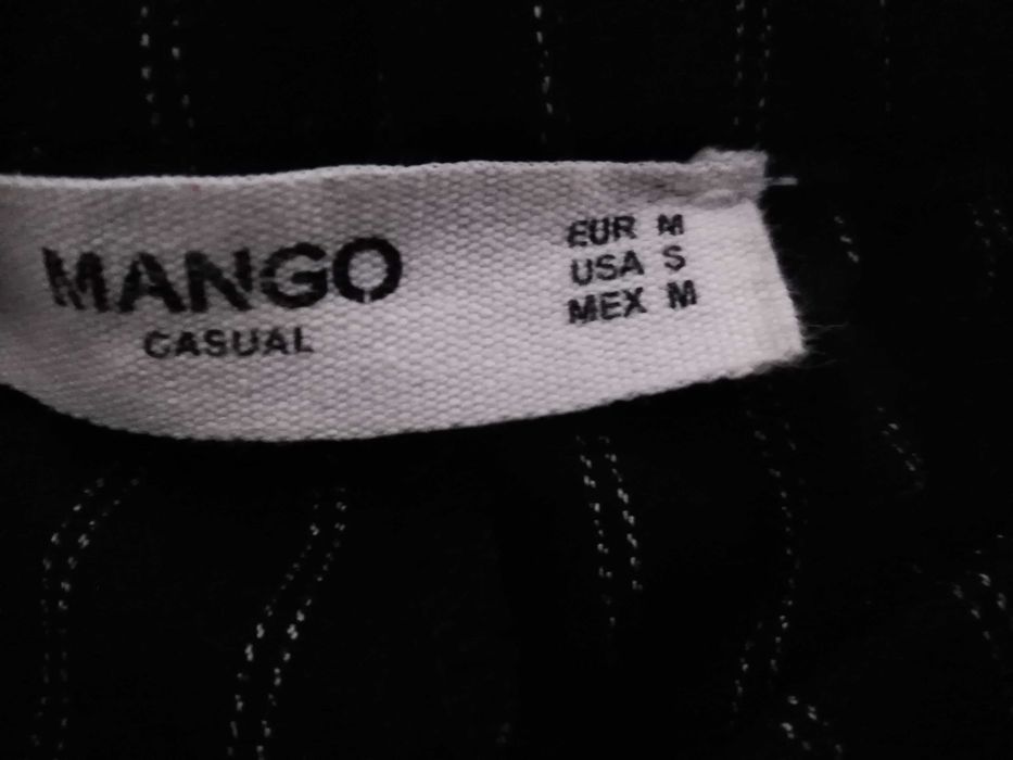 Calças Riscas Preto e Branco Mango Casual M