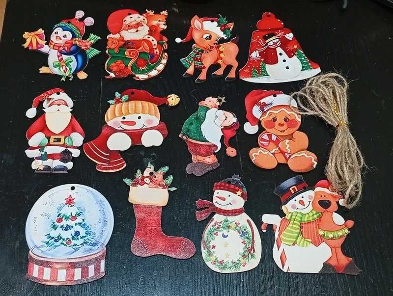 świąteczne  drewniane zawieszki