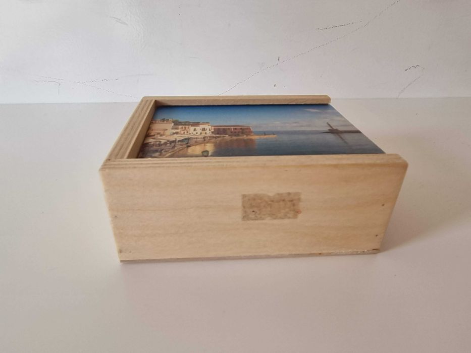 Pudełko drewniane Grecja morze  puzderko na biżuterię przechowywania