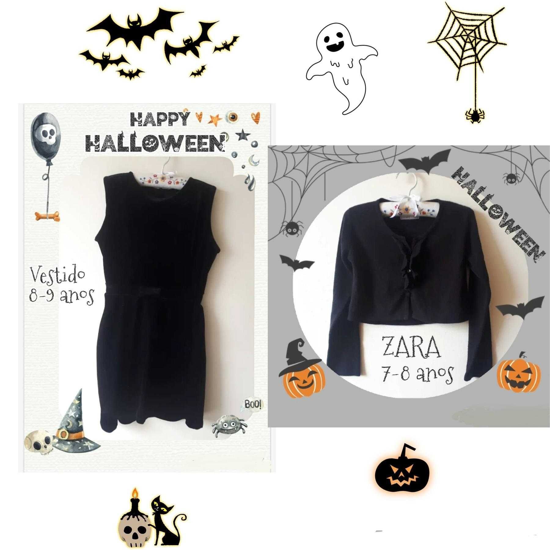 Vestido de veludo e casaco preto // 8 anos // ideais para Halloween