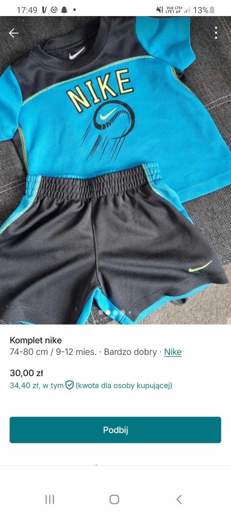 Chłopiecy Komplet nike