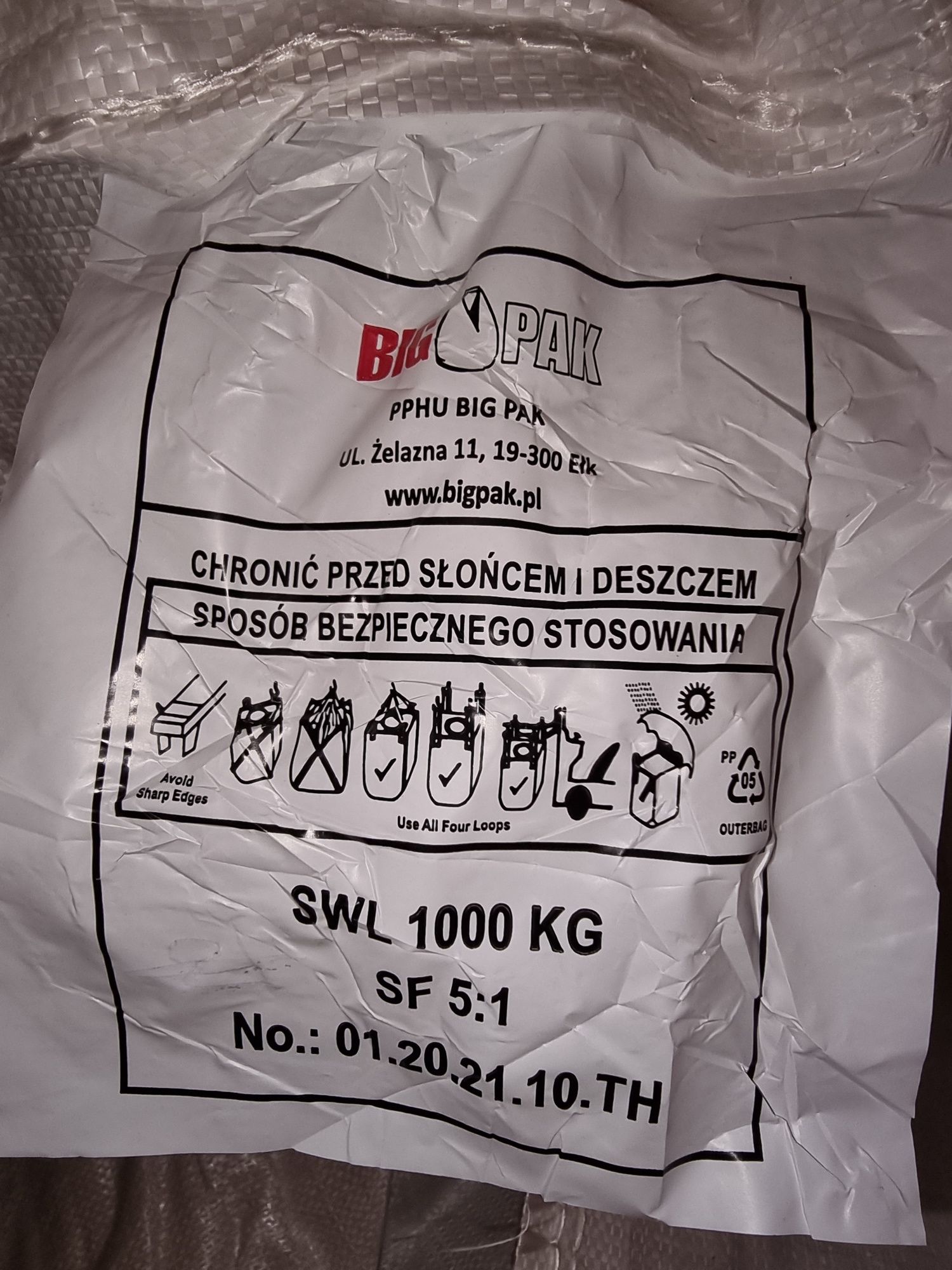 Nowy big bag 1 tona 1000kg remondis