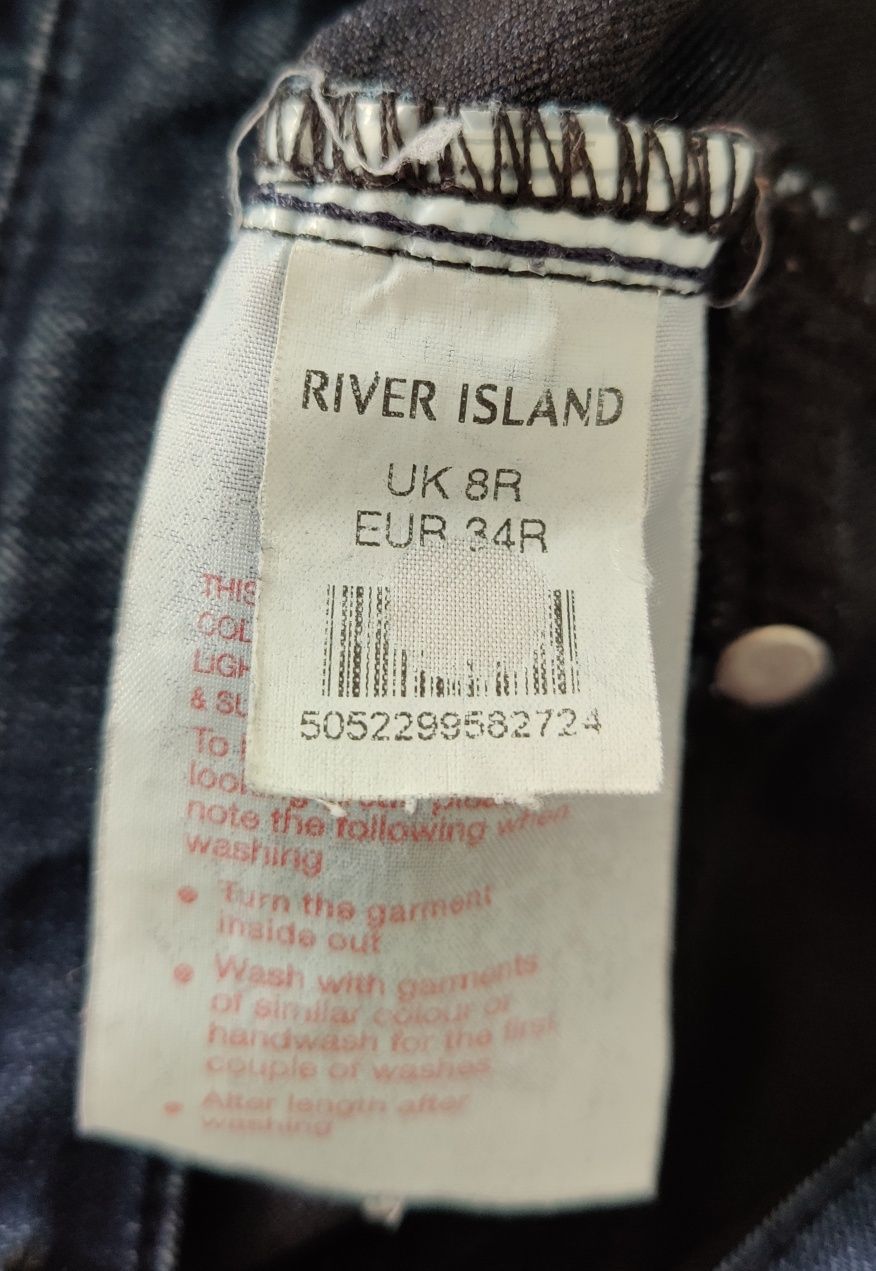 Spodnie damskie, dżinsy, jeansy slim, skinny, 8R/34R/S; River Island