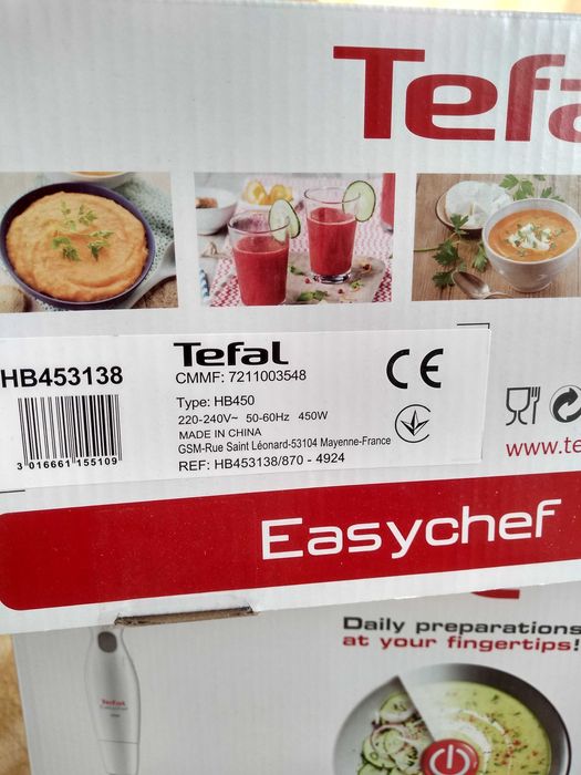 Tefal HB453138, blender ręczny, 450W, nowy, nie otwierany.