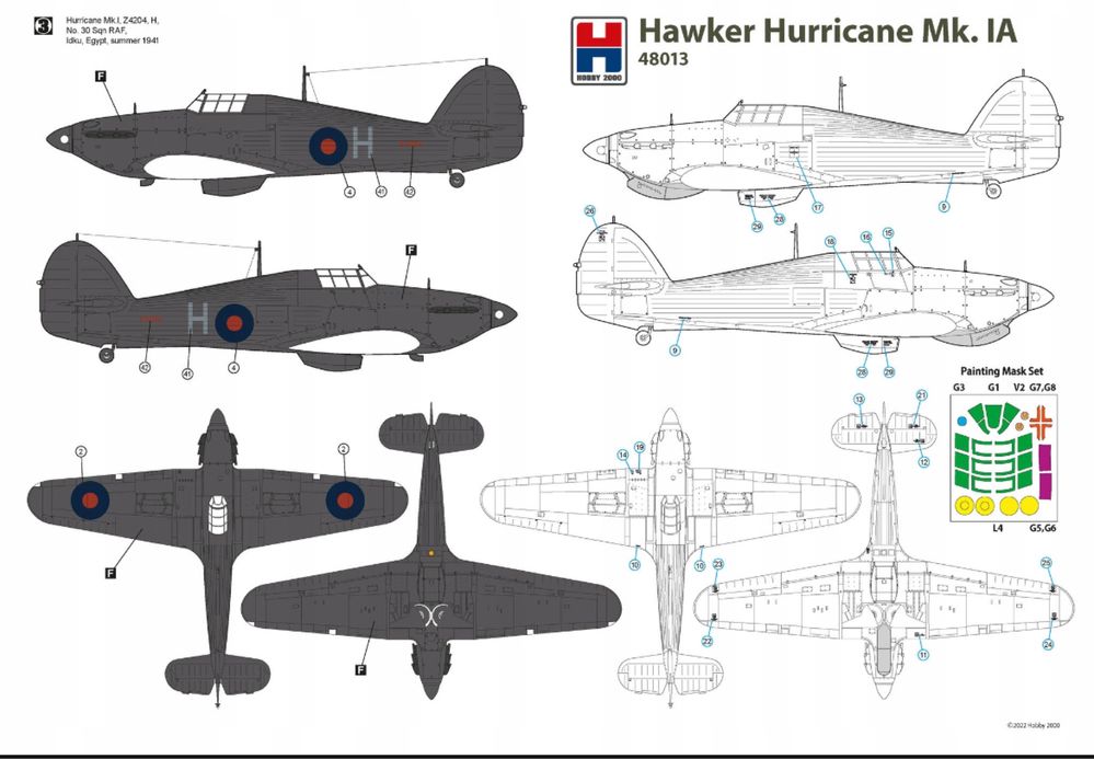 Samolot Hawker Hurricane Mk.Ia model 48013 Hobby 2000