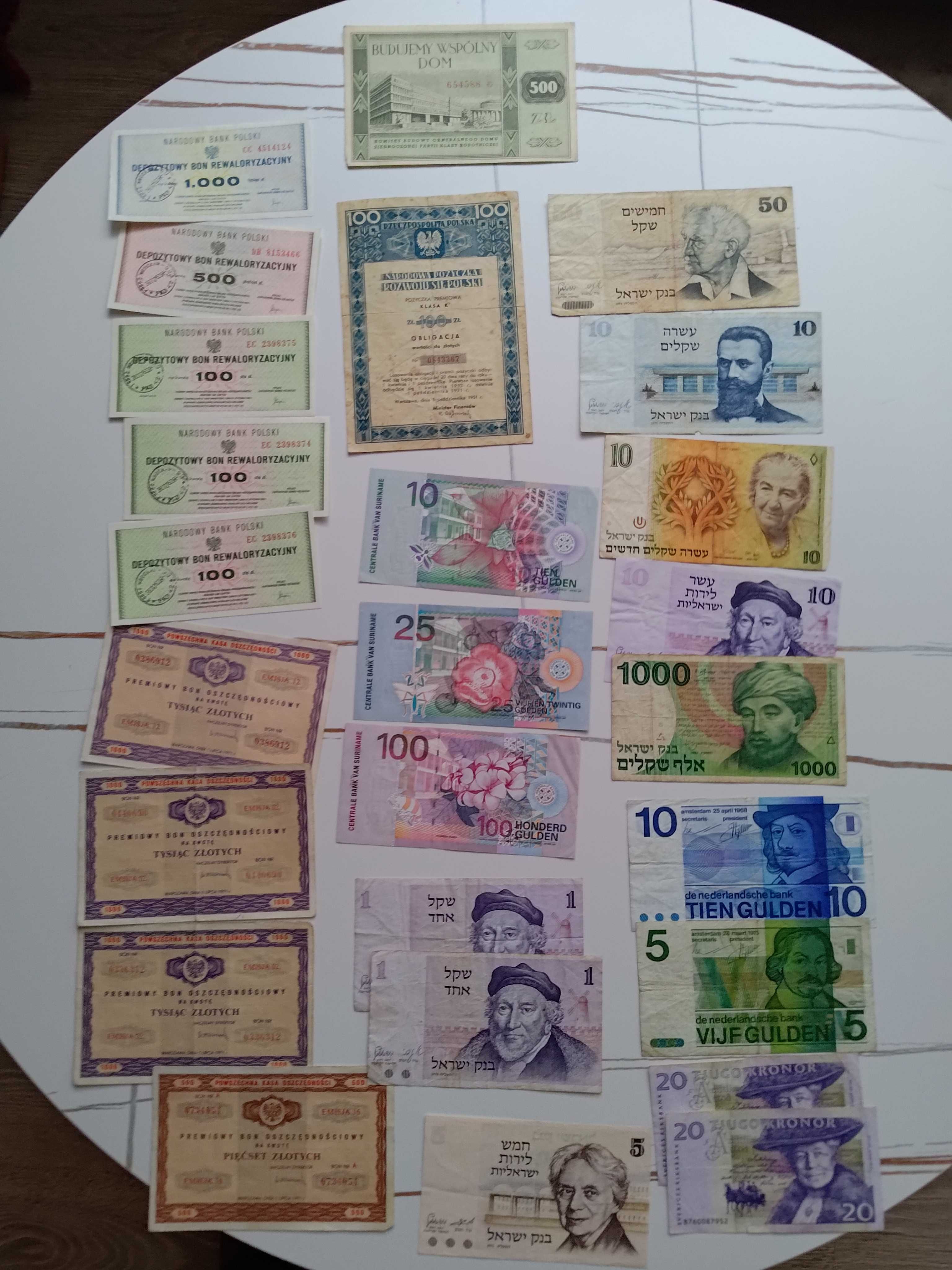 Zestaw banknotów kolekcjonerskich gulden korona szekle