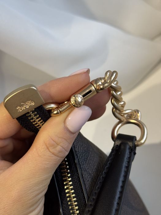 Сумочка Coach Teri коричнева шкіряна чорна сумка на ланцюжку коуч коач