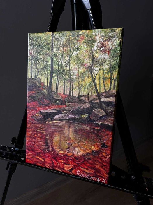 obraz olejny jesień w rubinach