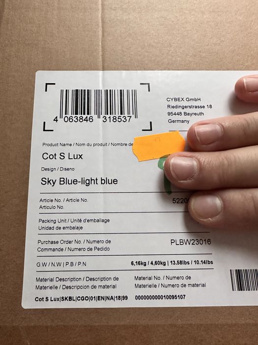 Gondola Cybex Cot S Lux 2024 gwarancja Sky Blue niebieski