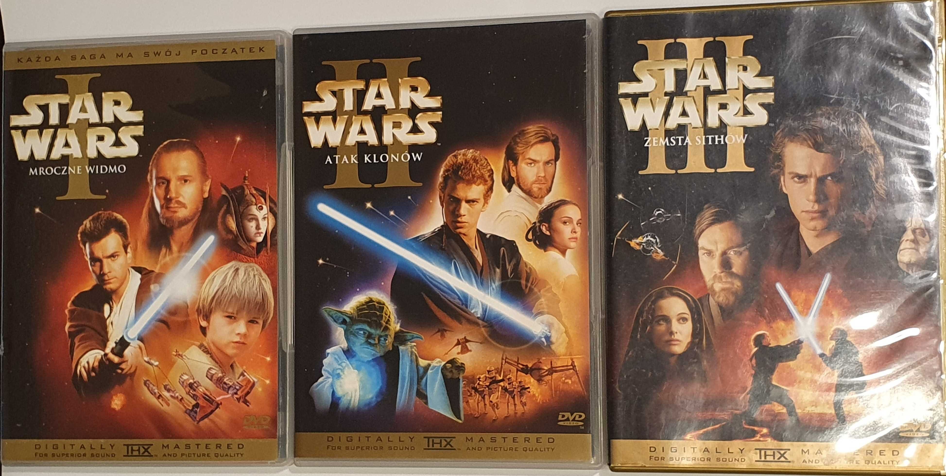 3 filmy Star Wars epizody I II i III plus 3 płyty z dodatkami!