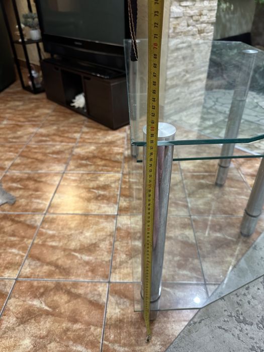 Тумба полка для ТВ скляна металева скло полиця для телевізора самовиві