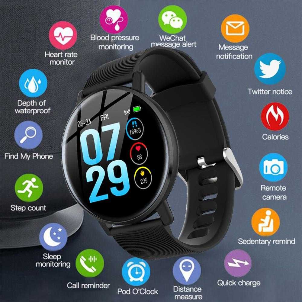 SmartWatch H5 pulsometr, krokomierz. powiadomienia, IP67.