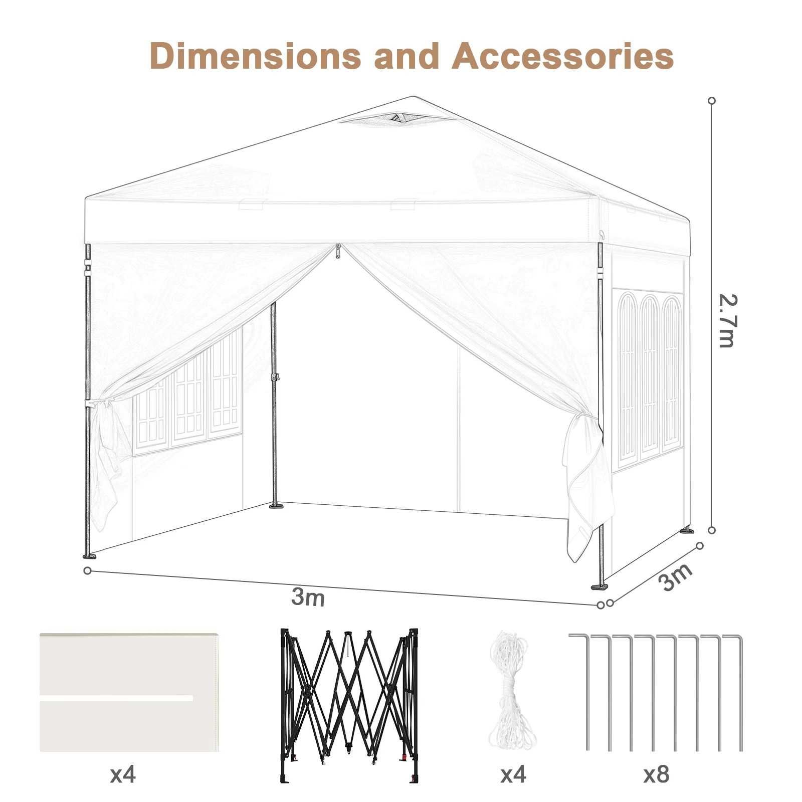 PIĘKNA ALTANA Ogrodowa Pergola Namiot 3X3M Pawilon Piknik Kemping PRO