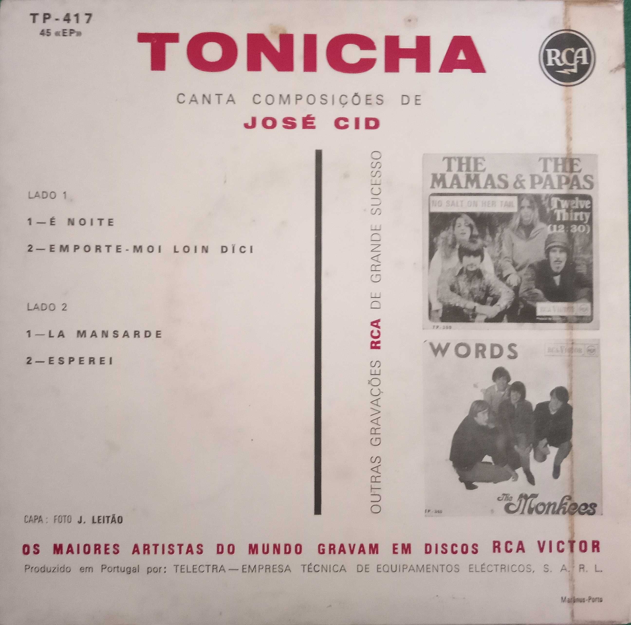 Tonicha	- - - - -	Canta Composições de José Cid	- - - - -	EP