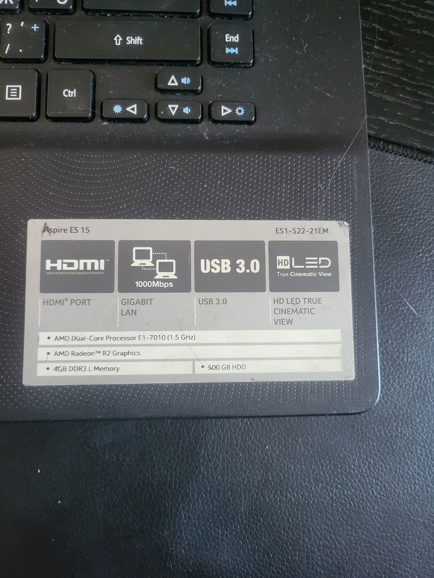 Ноутбук Acer Aspire ES1-522-21EM (NX.G2LEU.005) Black