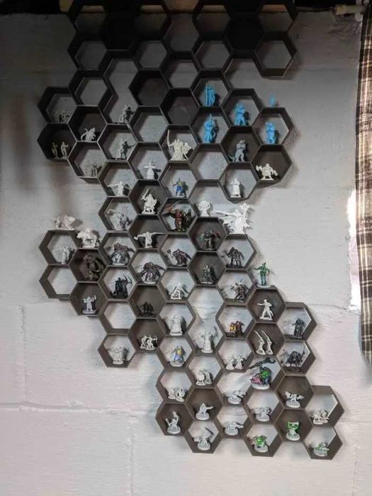 Półka heksagon ścienna na figurki - druk 3D, nowoczesny design
