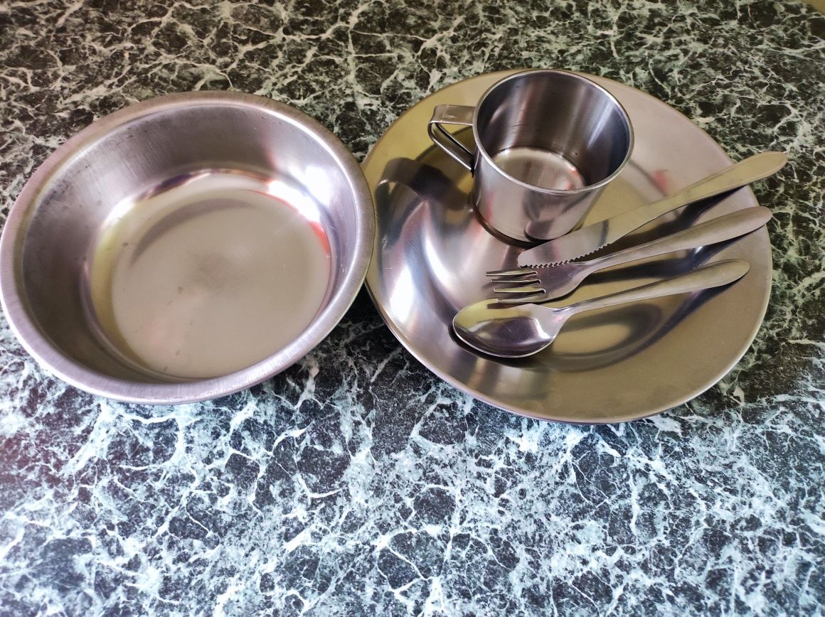 Тарілка, миска, кружка металева нержавейка/металлическая тарелка
