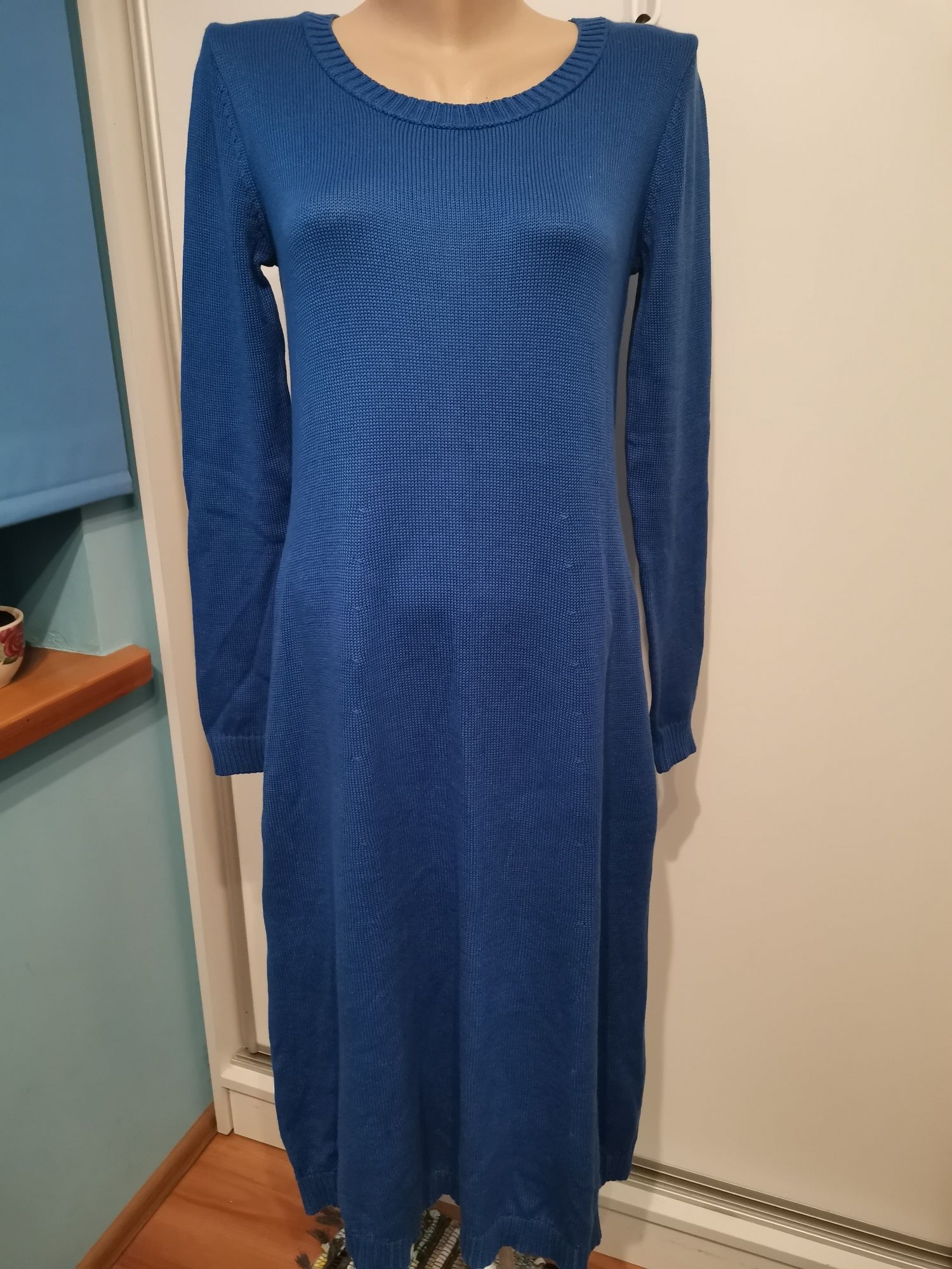 Bonprix Collection dzianinowa sukienka damska rozm 36/38, niebieska