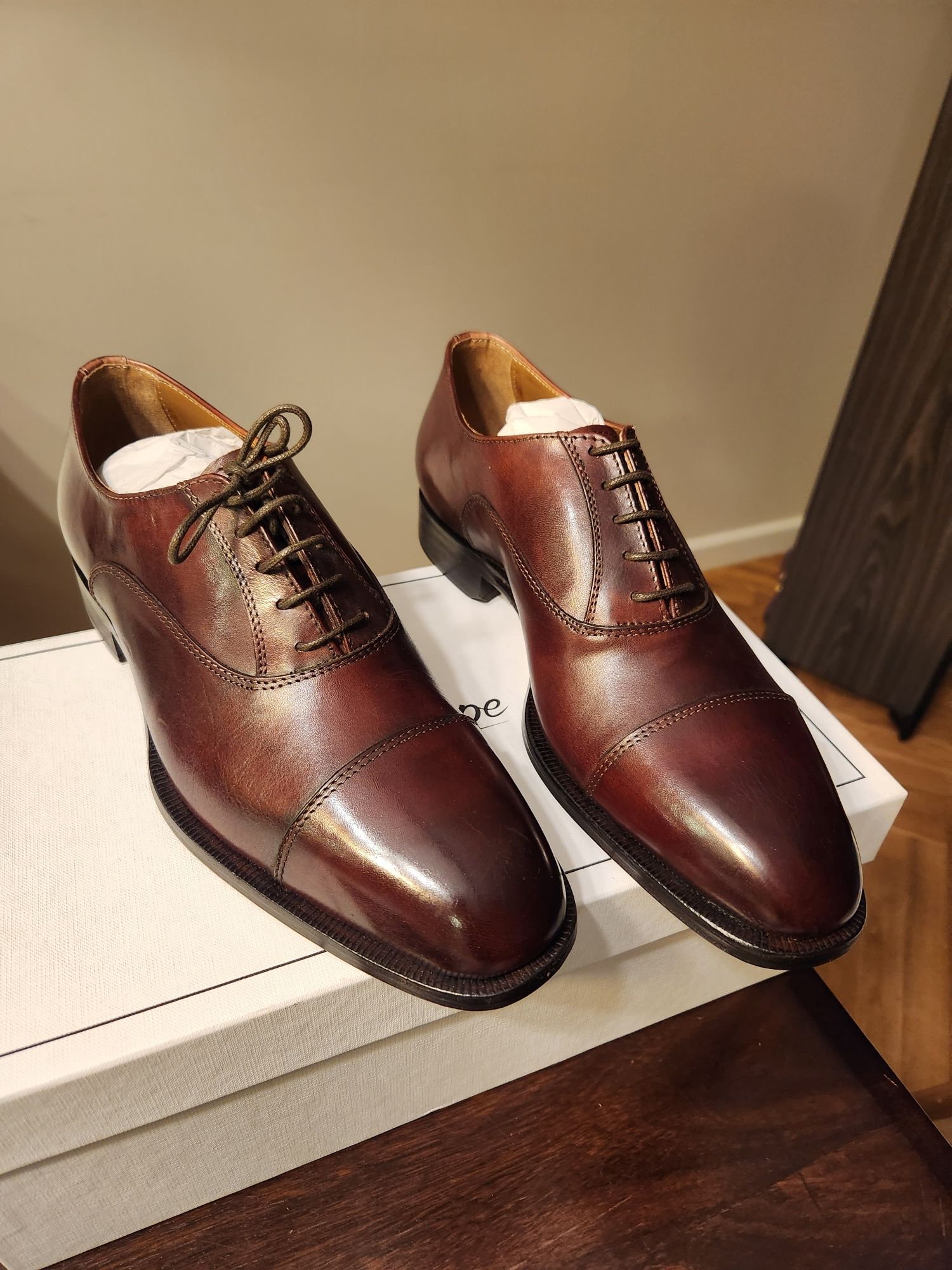 Włoskie buty Partenope Napoli Oxford Crust Marrone 42