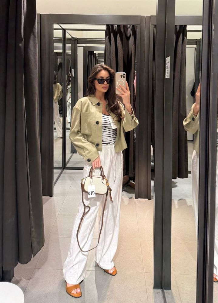 Штани з льоном Zara,розмір s