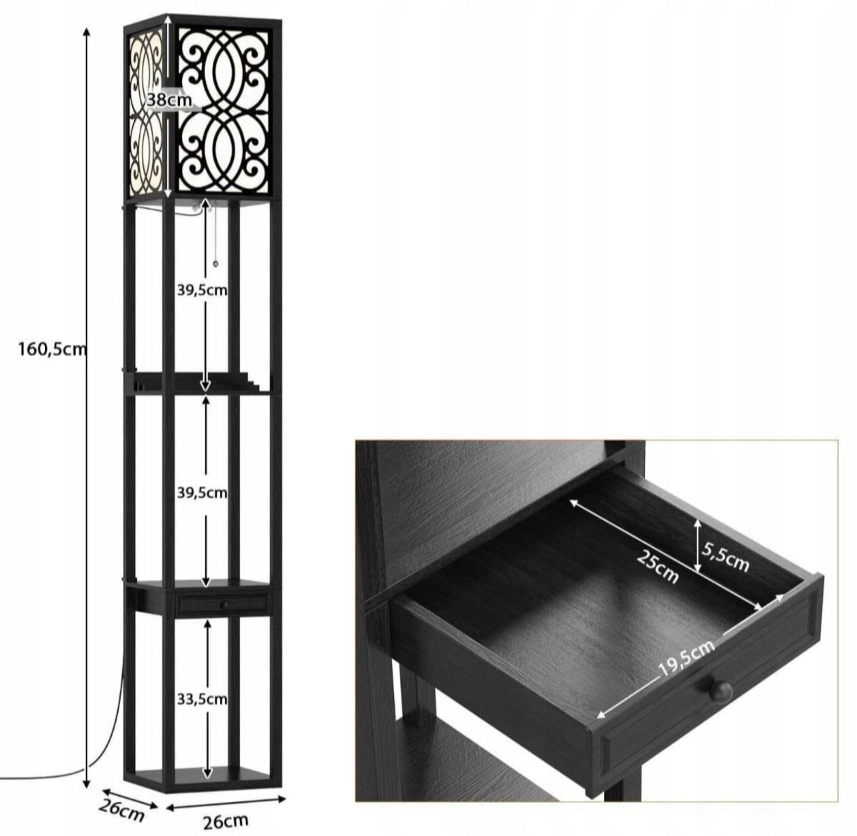 Lampa podłogowa Costway E27 40 W czarny