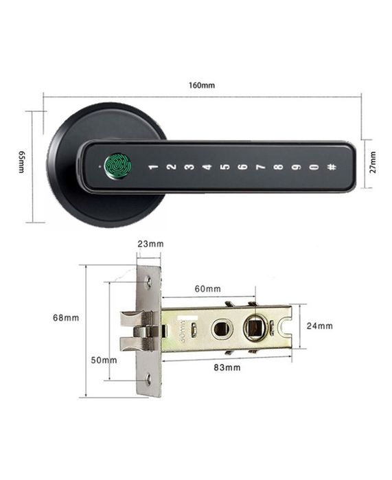 Дверний замок зі сканером та блютуз,відбитком пальця
