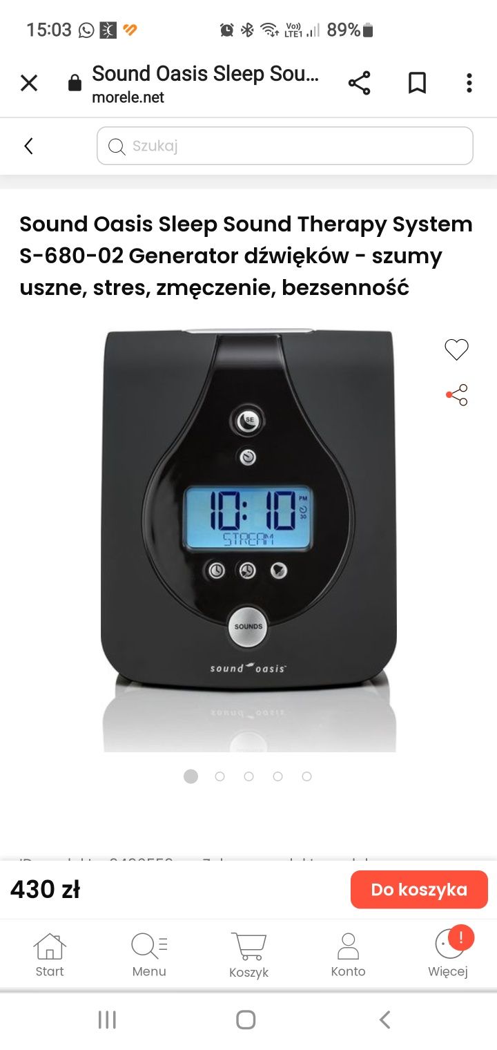 GENERATOR DŹWIĘKÓW  - Sound Therap + głośniczki  pod poduszkę