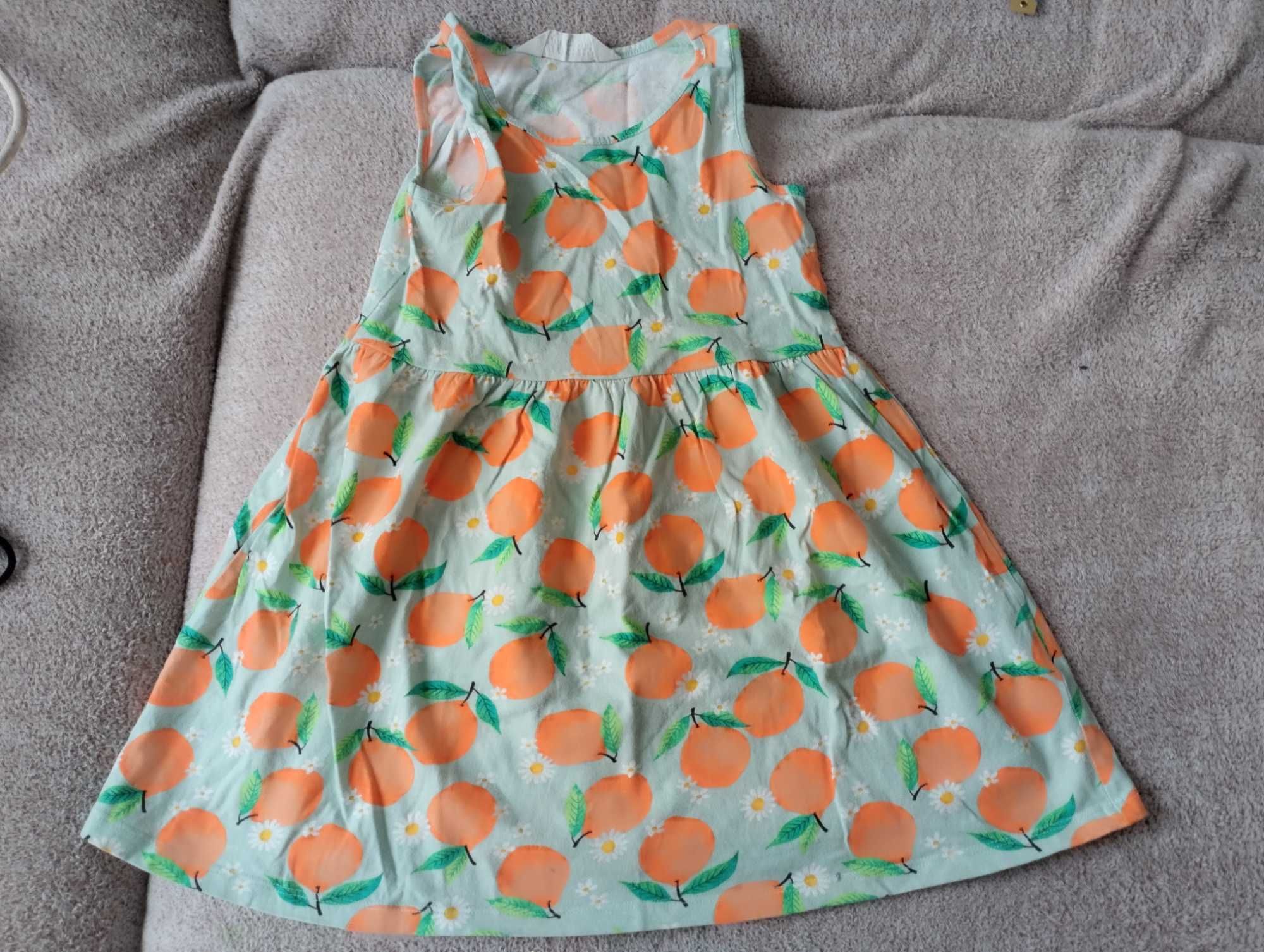 2 sukienki z owocami r. 110/116 jedna H&M