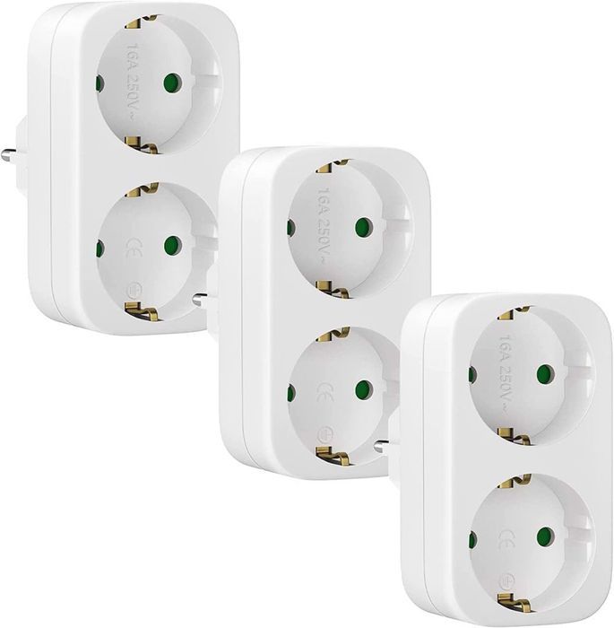rozgałęźnik adapter 2 w 1 gniazda 3 szt