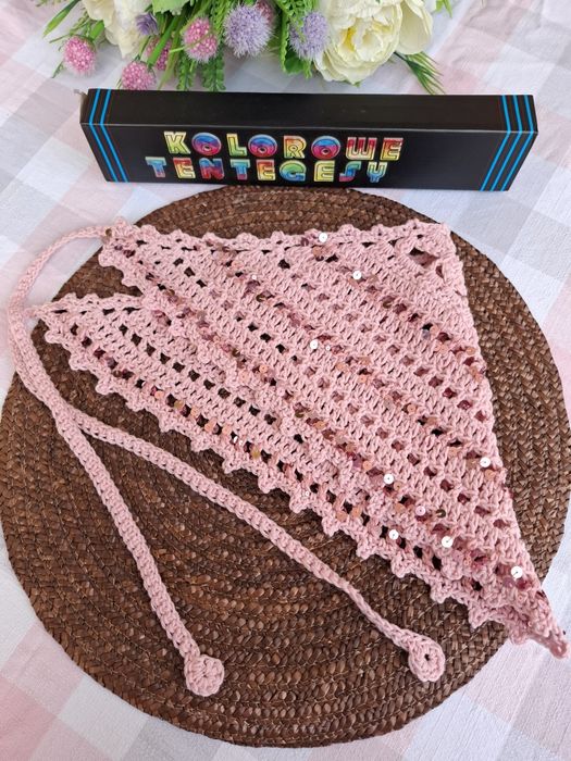 Bandana chustka z cekinami. Bawełna 100%. Nowa . Handmade