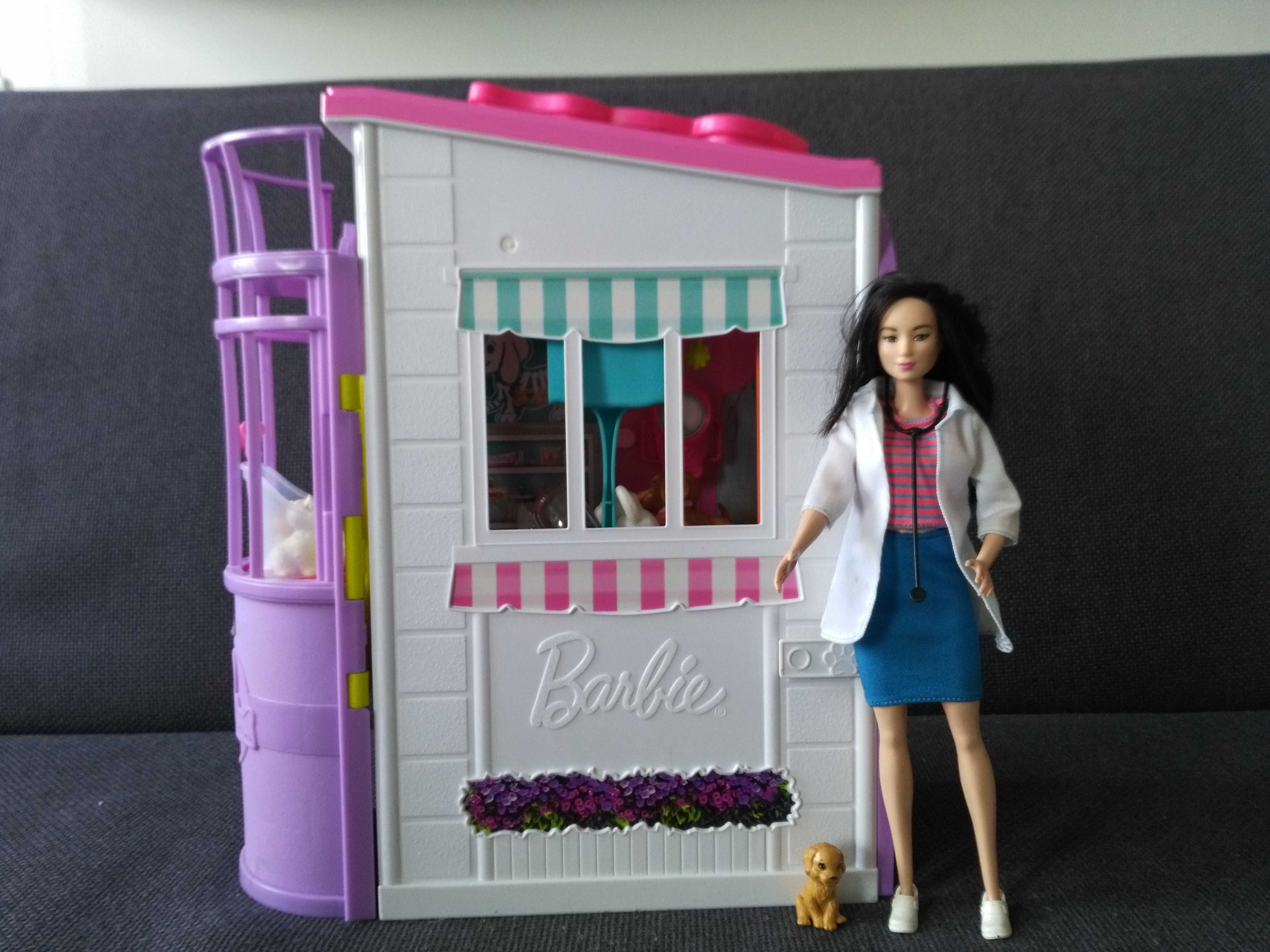 Barbie lecznica dla zwierząt składana +GRATIS Barbie weterynarz i pies