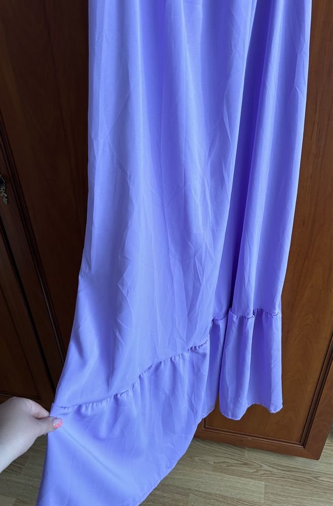 Piękna letnia sukienka midi hiszpanka liliowa