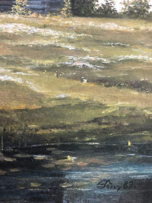 Óleo 40x30 em cartão de junho de 1988 por Romanchenko