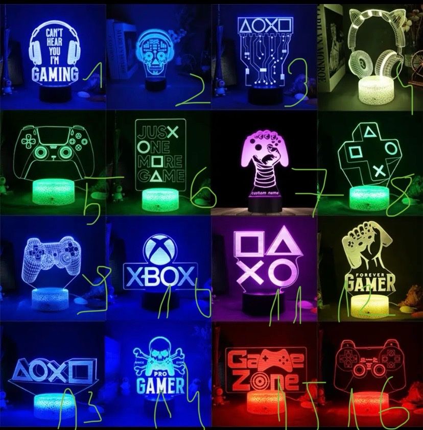 Lampka Nocna 3D LED PC PS4 PS5 XBOX Gra Prezent Gracz Lampa