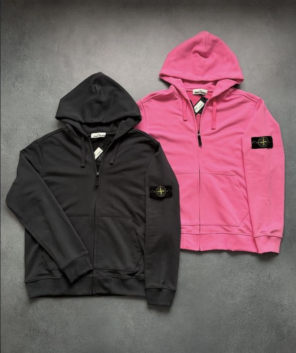 Зіп худі Stone Island | Зіпка Стон Айленд Рожева | Унісекс Розова