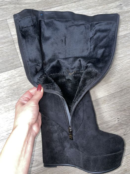 Чоботи жіночі еко-замш зимові